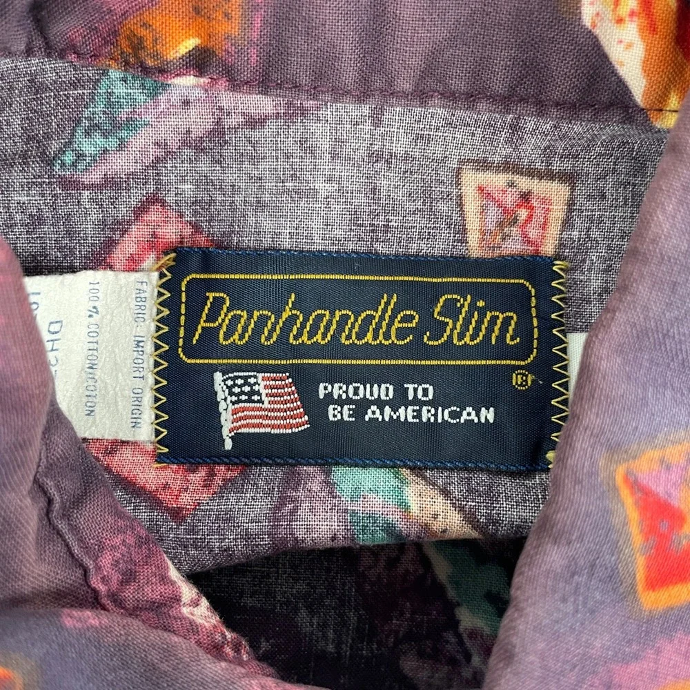 Panhandle Slim Shirt Mens 15.5/32 Purple Long Sleeve Button Down Western USA‎